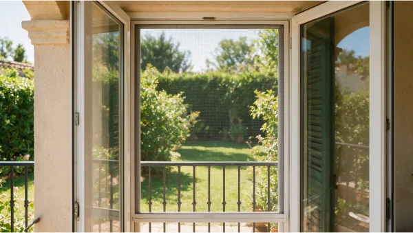 Mosquitera de marco fijo en una ventana